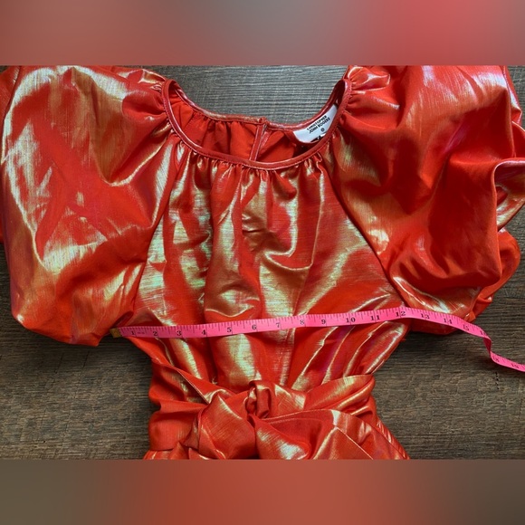 CHRISTOPHER JOHN ROGERS orange shiny puffy sleeve dress for Target sz xxs EUC - Picture 11 of 14